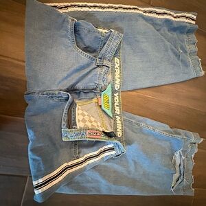 Empyre Men’s Relaxed Fit Jeans w/ Side Stripe – Distressed Hem